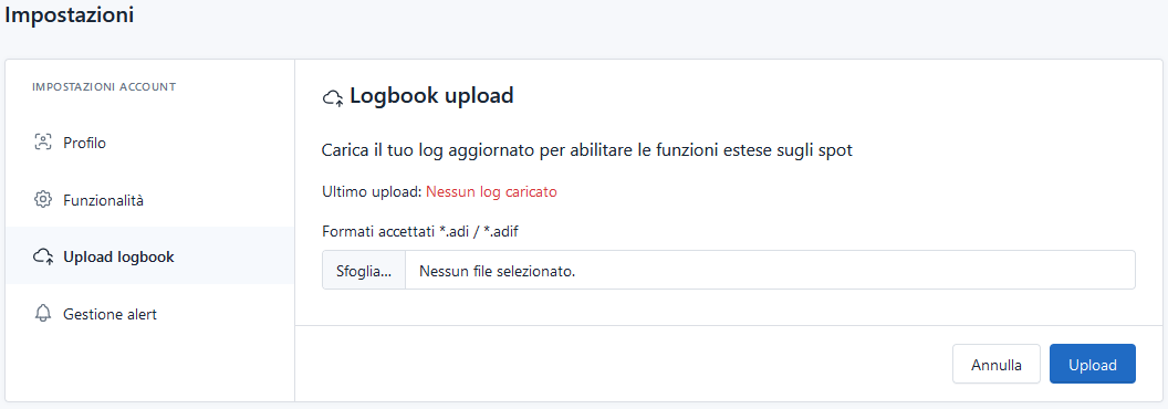 DX Cluster IZ0EVK upload logbook per visualizzare DXCC lavorati/confermati Upload logbook